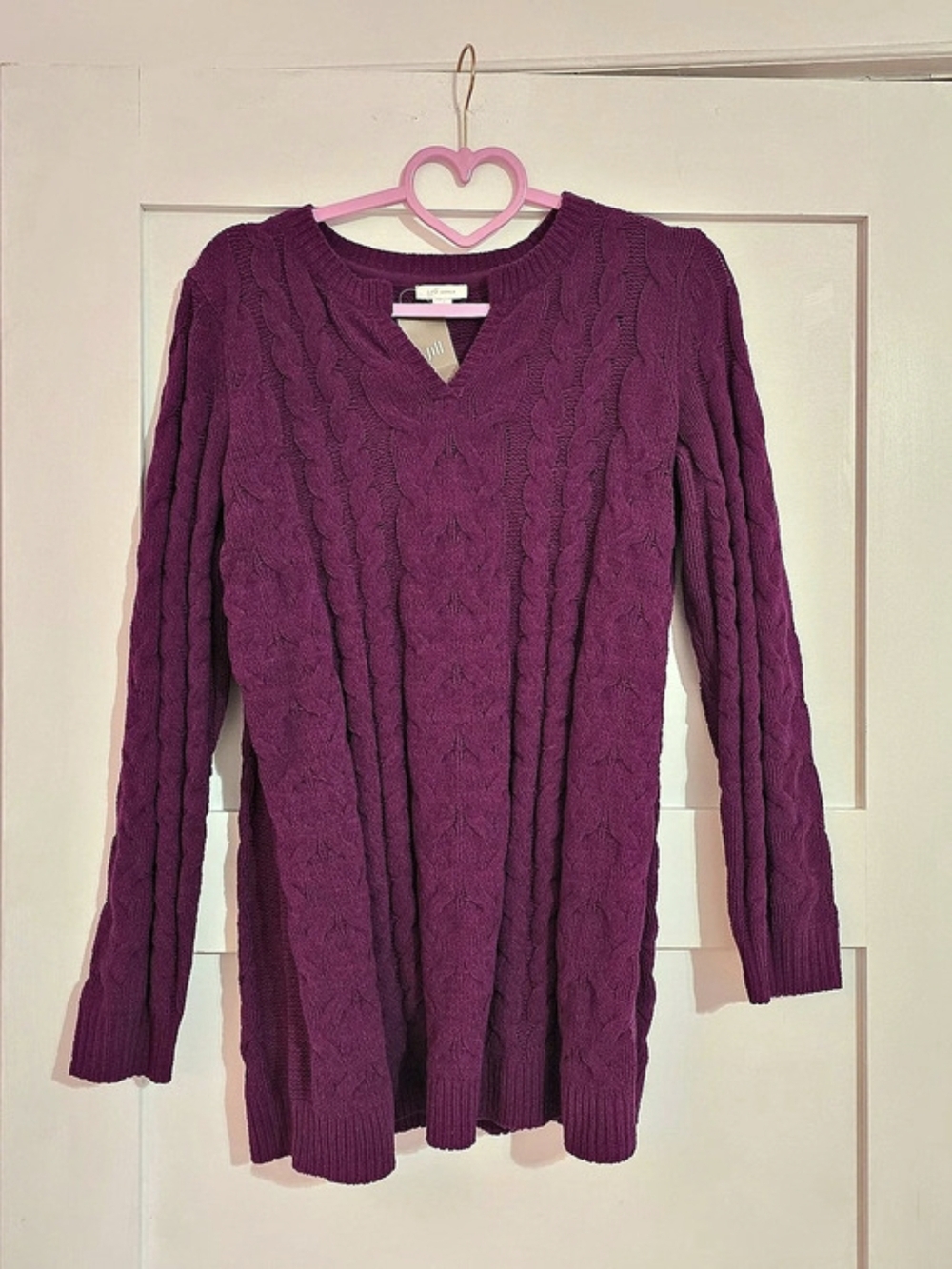 j. jill Chenille Cable Knit Sweater in Purple ( Sugarbeet) Size Small NWT